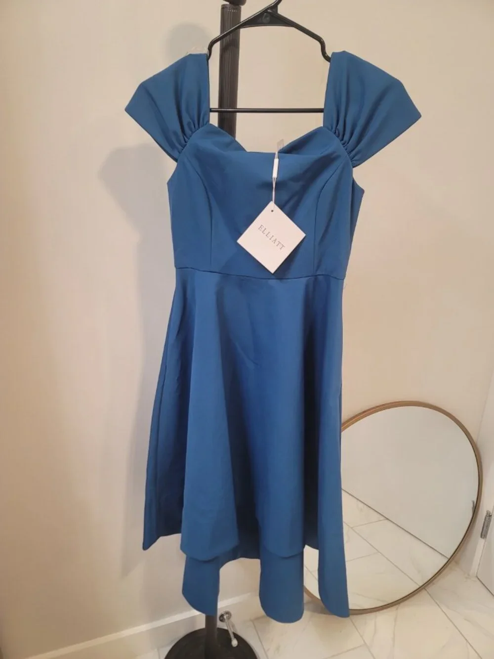 ELLIATT Palace Asymmetrical Gown, Blue, Small New $228 NWT